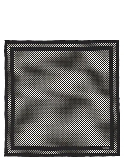 Tom Ford Signature Patterned Silk Scarf With Contrasting Border In Black
