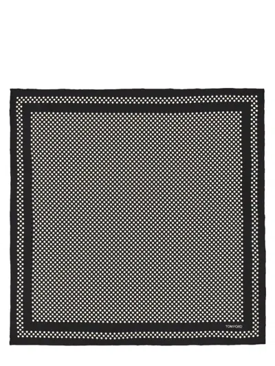 Tom Ford Signature Patterned Silk Scarf With Contrasting Border In Black