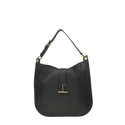 Tom Ford Signature T Logo Shoulder Bag In Black