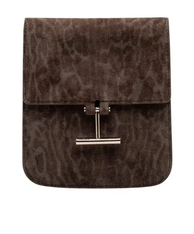 Tom Ford Signature T-shaped Clutch Bag In Brown