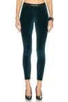 Tom Ford Leggings In Velvet Texture And Elasticated Waistband In Dark Emerald