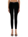 Tom Ford Stretch Lustrous Velour Signature Leggings In Black