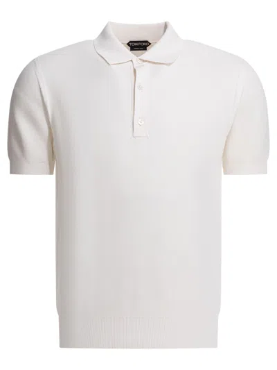 Tom Ford Silk And Cotton Pique Polo Shirt In White