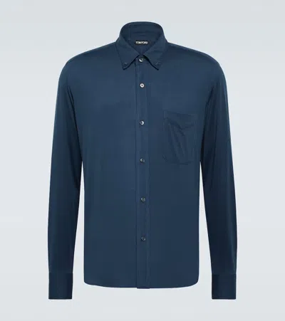 Tom Ford Silk And Cotton Shirt In Blue
