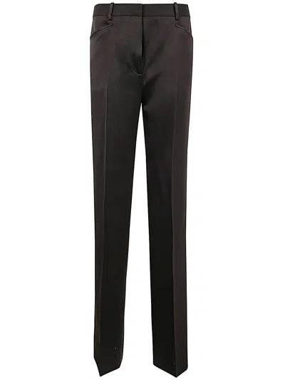 Tom Ford Silk And Wool Twill Boot Cut Pants In Brown