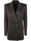 Tom Ford Double-breasted Blazer With Structured Shoulders In Brown