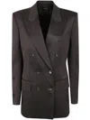 Tom Ford Silk And Wool Twill Double Breasted Jacket In Brown
