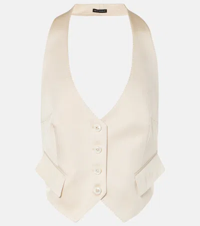 Tom Ford Silk And Wool Twill Vest In Neutrals