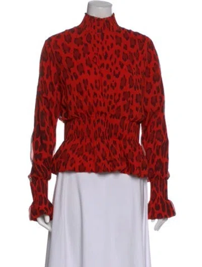 Pre-owned Tom Ford Silk Animal Print Blouse In Orange