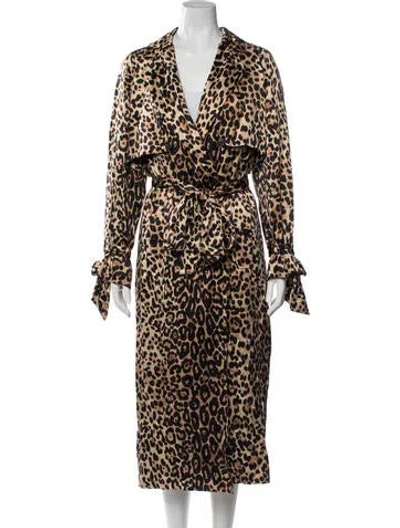 Pre-owned Tom Ford Silk Animal Print Trench Coat In Neutral