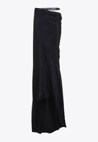 Tom Ford Silk Asymmetrical Midi Skirt In Black