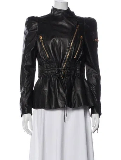 Pre-owned Tom Ford Silk Biker Jacket In Black
