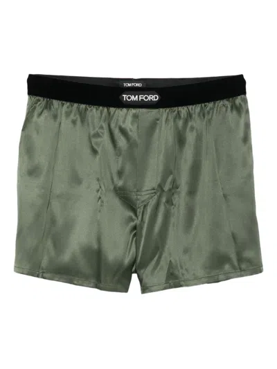 Tom Ford Silk Blend Boxers In Green