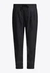 Tom Ford Elastic Waistband Pleated Front Cuffed Hem In Black