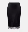 Tom Ford Women Silk Skirt With Lace Inserts In Black