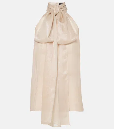 Tom Ford Silk-blend Lavalliere Blouse In Pink
