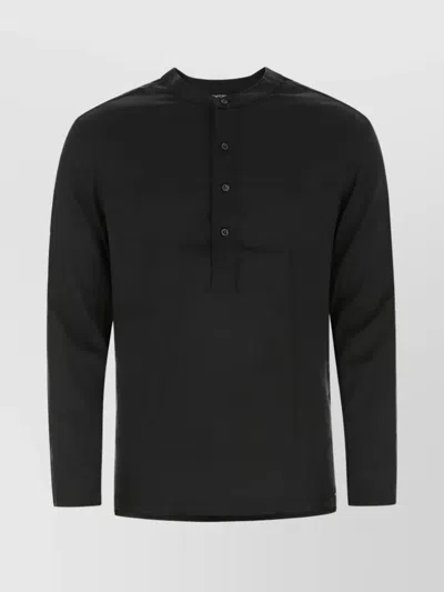 Tom Ford Silk Blend Long Sleeve Shirt In Black