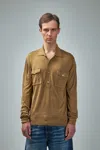 Tom Ford Silk Blend Ls Military Polo In Brown
