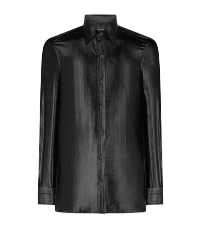 Tom Ford Silk-blend Lurex Slim Shirt In Black