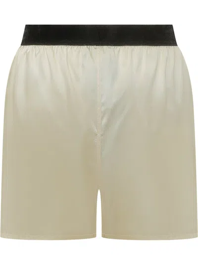 Tom Ford Silk Blend Mini Shorts In Pale Lemon