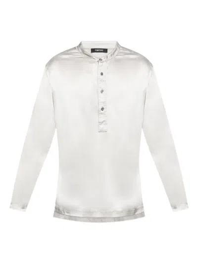 Tom Ford Silk-blend Pajama Shirt In White