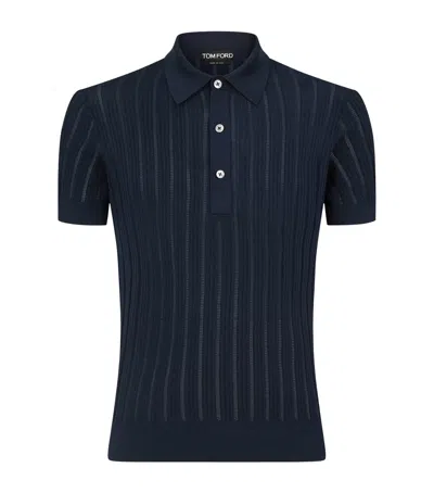Tom Ford Silk-blend Polo Shirt In Black