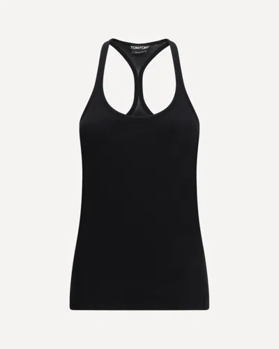 Tom Ford Silk-blend Ribbed Jersey Tank Top In Black