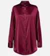 Tom Ford Camicia In Raso Di Seta Stretch Dal Taglio Rilassato In Burgundy