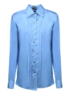 Tom Ford Silk Shirt With Pleated Detail And Pointed Collar In Pink