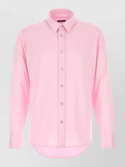 Tom Ford Silk Blend Shirt Long Sleeves Buttons Back In Pink