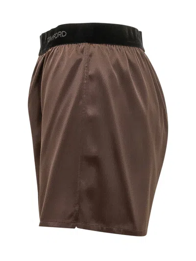 Tom Ford Silk Blend Shorts In Cinnamon
