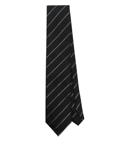 Tom Ford Silk Blend Striped Tie In Black