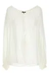 Tom Ford Silk Blouse Sheer Elastic Neckline Long Sleeves