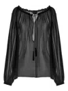 Tom Ford Flowy Silk Georgette Blouse In Black