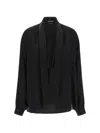 Tom Ford Bow Tie Neck Blouse Long Sleeves In Black