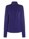 Tom Ford Long Sleeved Satin Blouse In Blue