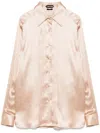 Tom Ford Pintuck-detail Silk Shirt In Neutrals