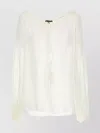Tom Ford Silk Blouse Sheer Elastic Neckline Long Sleeves