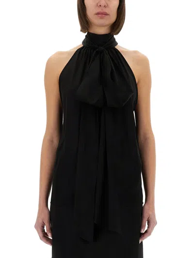 Tom Ford Sleeveless Lavalliere Blouse In Black