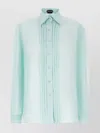 Tom Ford Plissé-detail Silk Shirt In Cyan