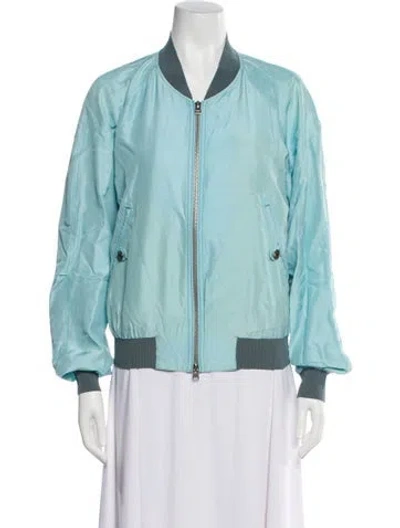 Pre-owned Tom Ford Silk Bomber Jacket In Blue
