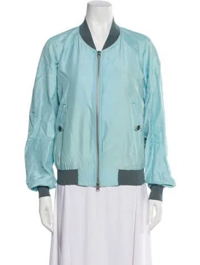Pre-owned Tom Ford Silk Bomber Jacket In Blue