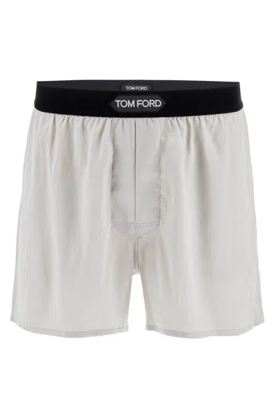 Tom Ford Silk Boxer Shorts In Gray