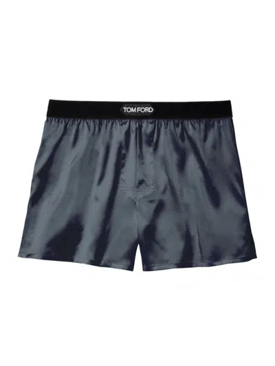 Tom Ford Silk Boxers With Tailored Fit In Gray