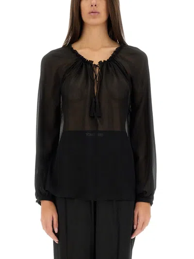 Tom Ford Silk Button-up Shirt In Black