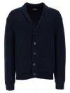 Tom Ford Silk Cardigan With Front Pockets And Shawl Collar In Blue