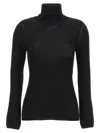 Tom Ford Turtleneck Long-sleeve Fine Cashmere-silk Top In Black