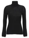 Tom Ford Turtleneck Long-sleeve Fine Cashmere-silk Top In Black