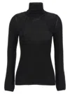 Tom Ford Turtleneck Long-sleeve Fine Cashmere-silk Top In Black