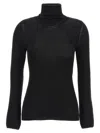 Tom Ford Turtleneck Long-sleeve Fine Cashmere-silk Top In Black